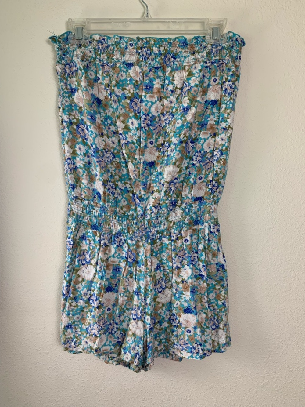 FCNY Floral Strapless Romper Medium Pockets‎ Summer Festival Beach Lightweight